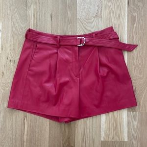 Rebecca Taylor Red Faux Leather Shorts 12